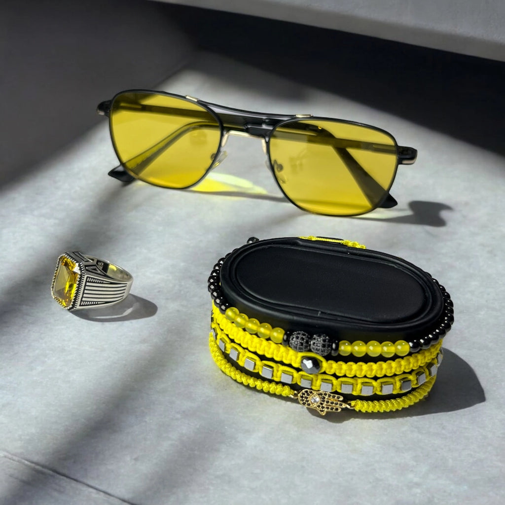 Set 4 Bratari Brooks Yellow Yachting