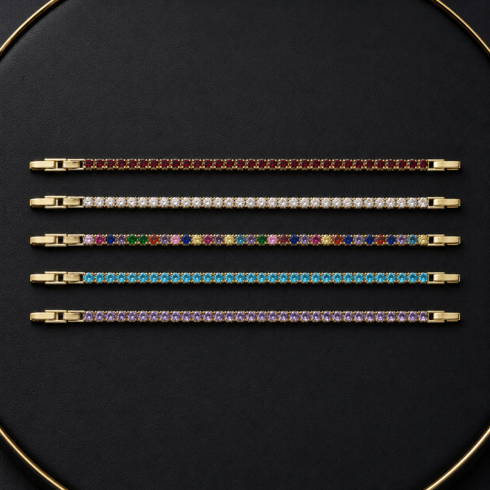 Set 5 Bratari Tennis Gold Rainbow 3 MM / 20 CM