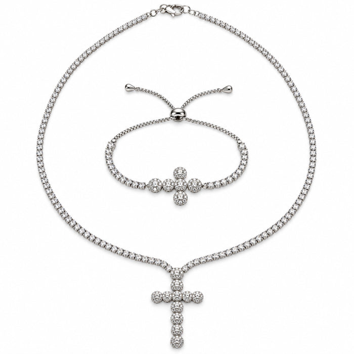 Set Angelic Colier-Bratara Full Diamonds Cross