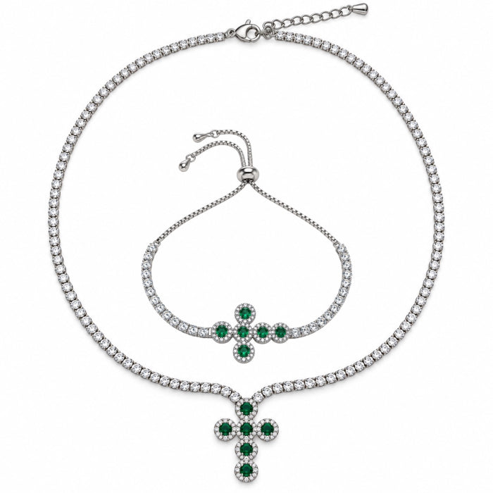 Set Angelic Colier-Bratara Full Diamonds Royal Green