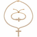 Set Angelic Colier-Bratara Gold Full Diamonds Cross