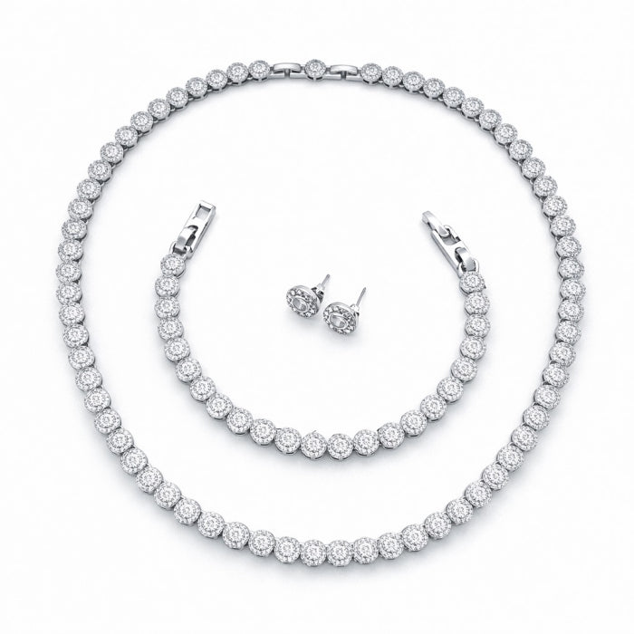 Set Bijuterii Angelic Silver Full Diamonds 8 MM