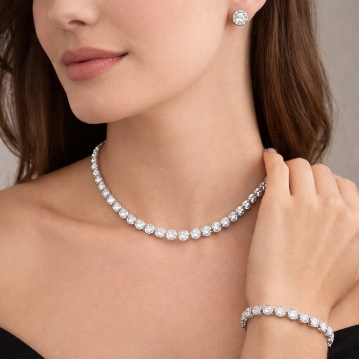 Set Bijuterii Angelic Silver Full Diamonds 8 MM