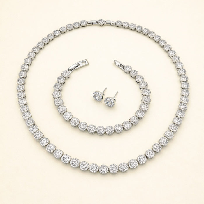 Set Bijuterii Angelic Silver Full Diamonds 8 MM