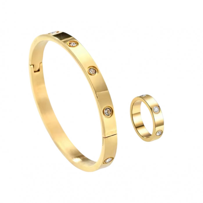 Set Bratara-Inel Brooks Gold Bangle Diamonds