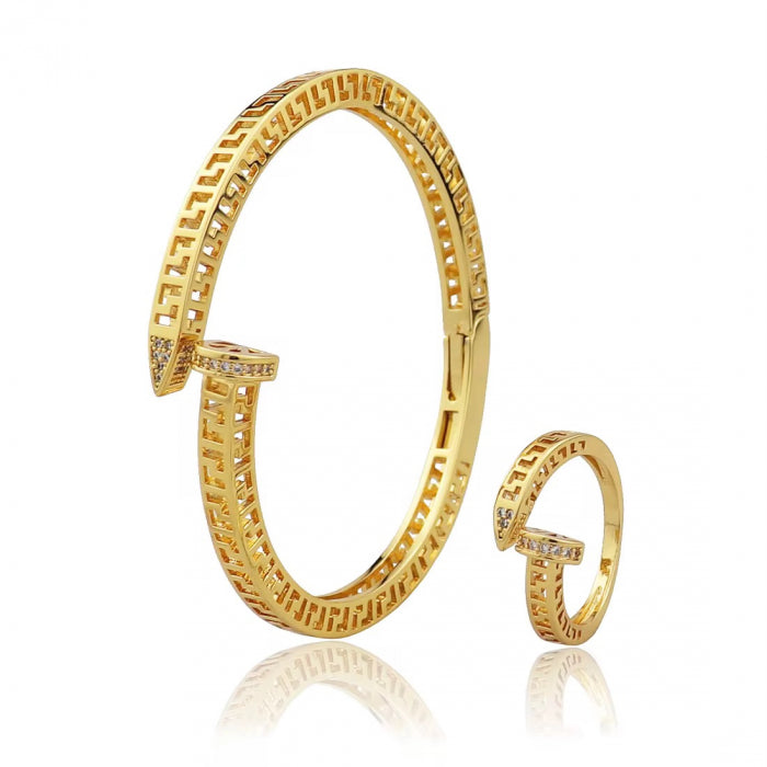Set Bratara-Inel Gold Abstract Nail