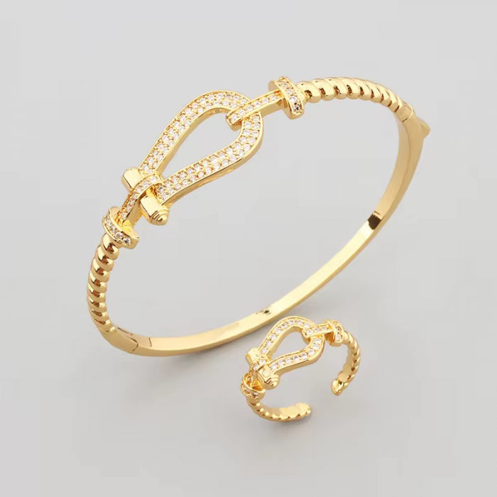 Set Bratara-Inel Gold Anchor Diamonds