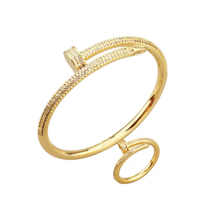 Set Bratara-Inel Gold Diamonds Nail