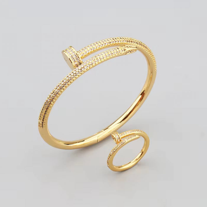 Set Bratara-Inel Gold Diamonds Nail