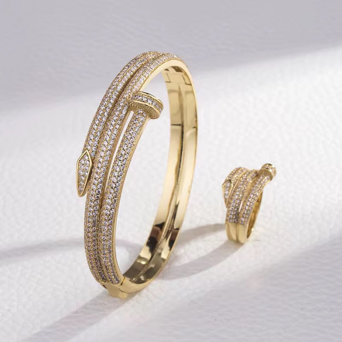 Set Bratara-Inel Gold Diamonds Nail