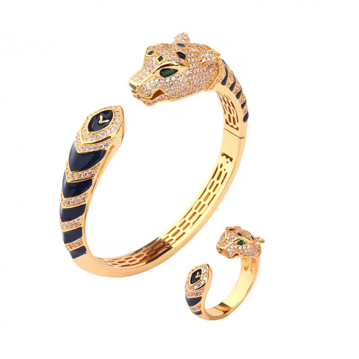 Set Bratara-Inel Gold Gatopardo Clock