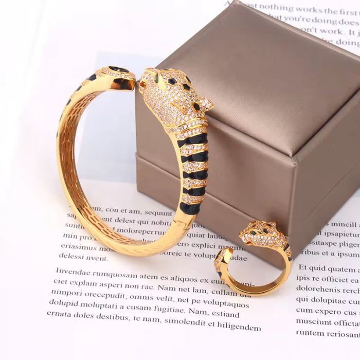Set Bratara-Inel Gold Gatopardo Clock