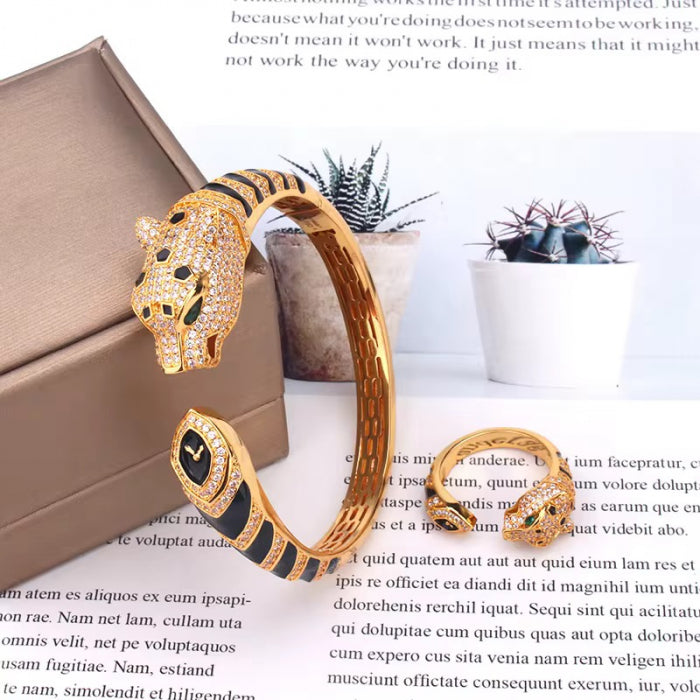 Set Bratara-Inel Gold Gatopardo Clock