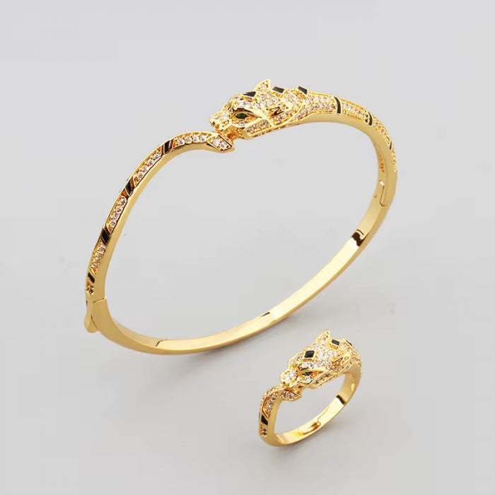 Set Bratara-Inel Gold Snake Diamonds