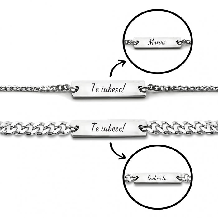 Set Bratari Cupluri Forever LOVE Silver