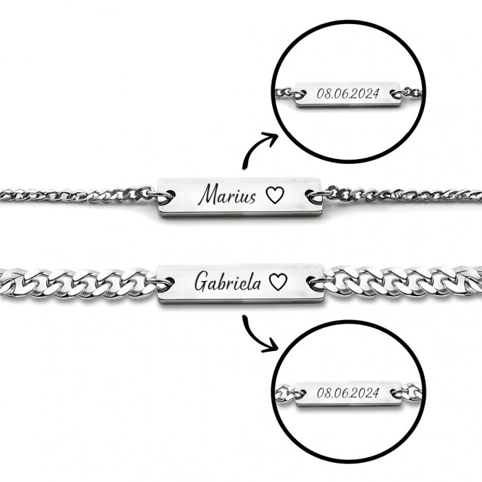 Set Bratari Cupluri Nume Partener Silver