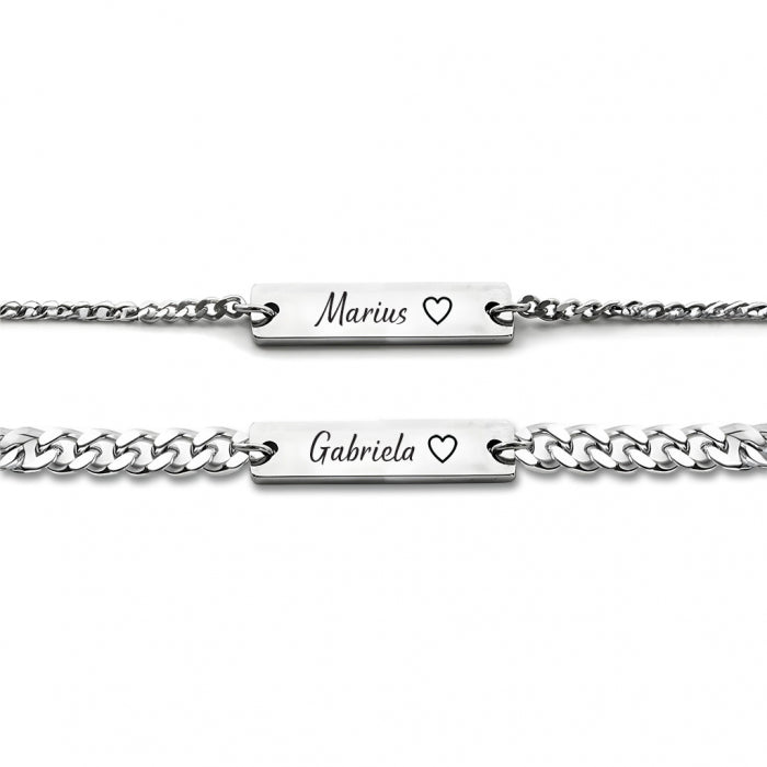 Set Bratari Cupluri Nume Partener Silver
