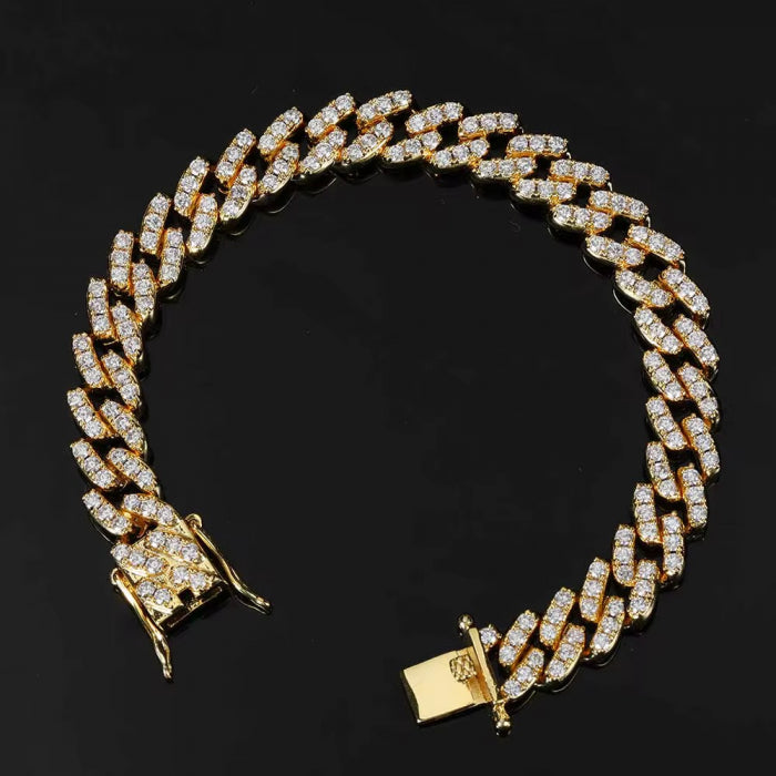 Set Brooks Cuban Gold Full Diamonds 8mm