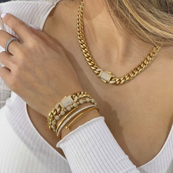 Set Brooks Cuban Gold Woman Design 18K Plated