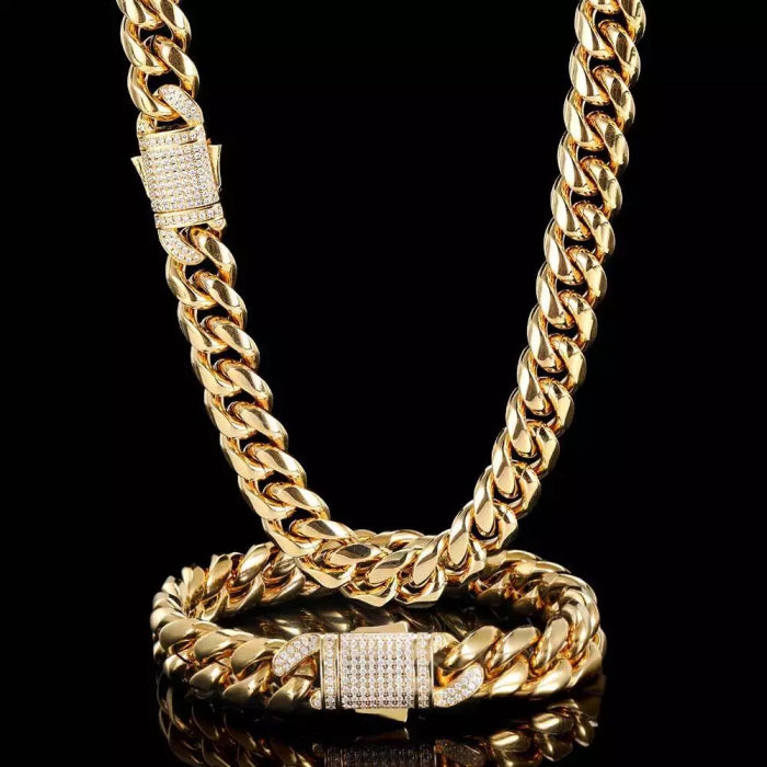 Set Brooks Cuban Gold Woman Design 18K Plated