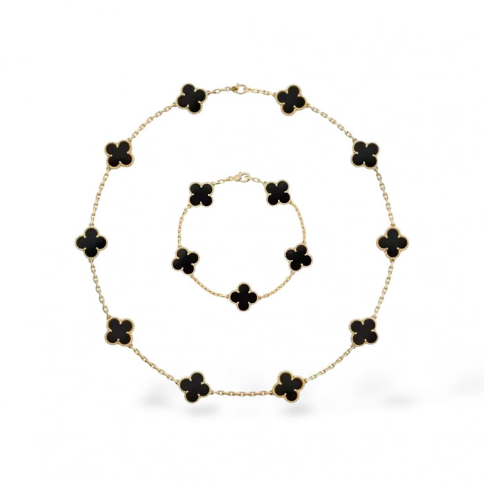 Set Colier-Bratara Dama Gold Black Alhambra