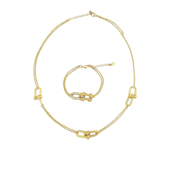 Set Colier-Bratara Gold T-Design Diamonds