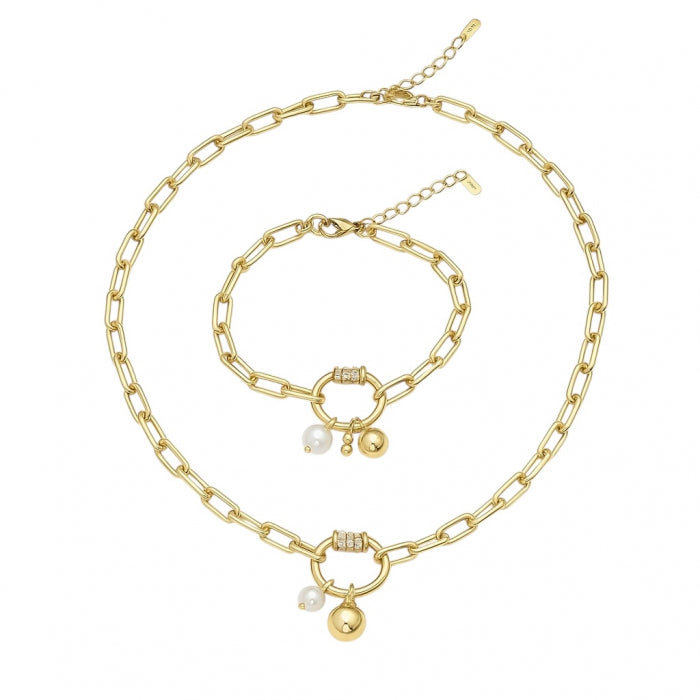Set Colier-Bratara Gold T-Design Diamonds