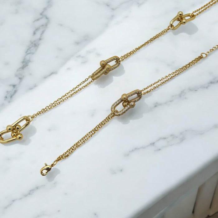 Set Colier-Bratara Gold T-Design Diamonds
