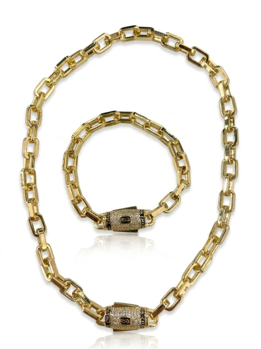 Set Colier-Bratara Monaco Placat 14K / 8 MM