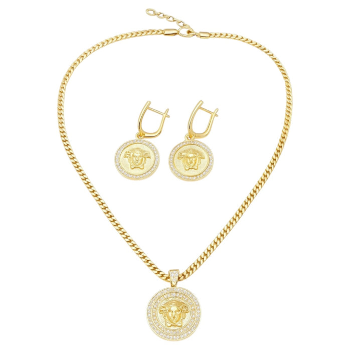 Set Colier-Cercei Dama Gold Medusa