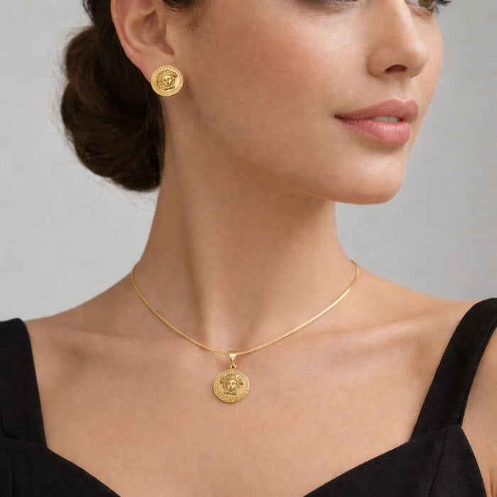 Set Colier-Cercei Dama Gold Medusa