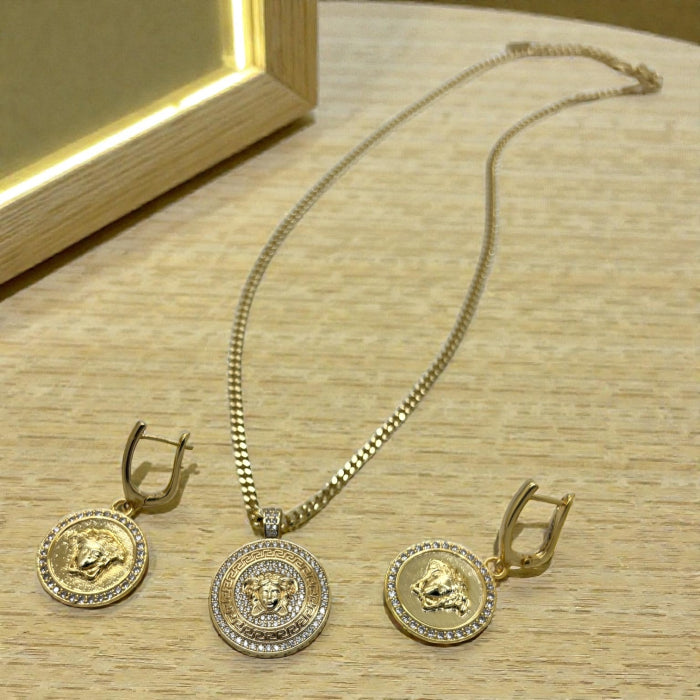 Set Colier-Cercei Dama Gold Medusa