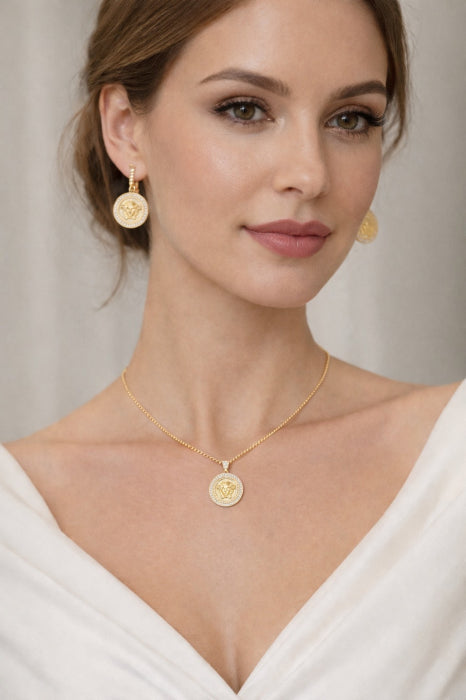 Set Colier-Cercei Dama Gold Medusa