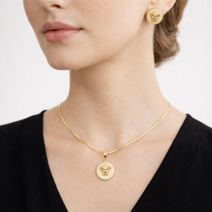 Set Colier-Cercei Dama Gold Medusa Classic