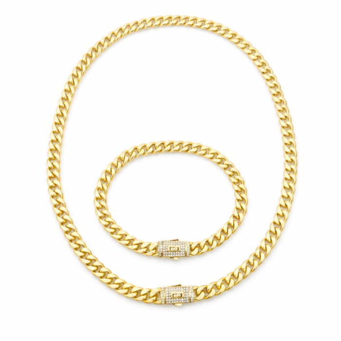 Set Cuban Monaco Gold 14K Plated 6 MM / 40 CM