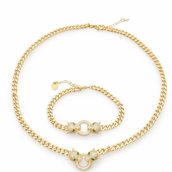Set Lant-Bratara Cuban Gold Gatopardo Diamonds