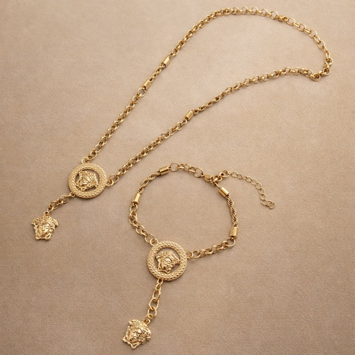 Set Lant-Bratara Gold Medusa