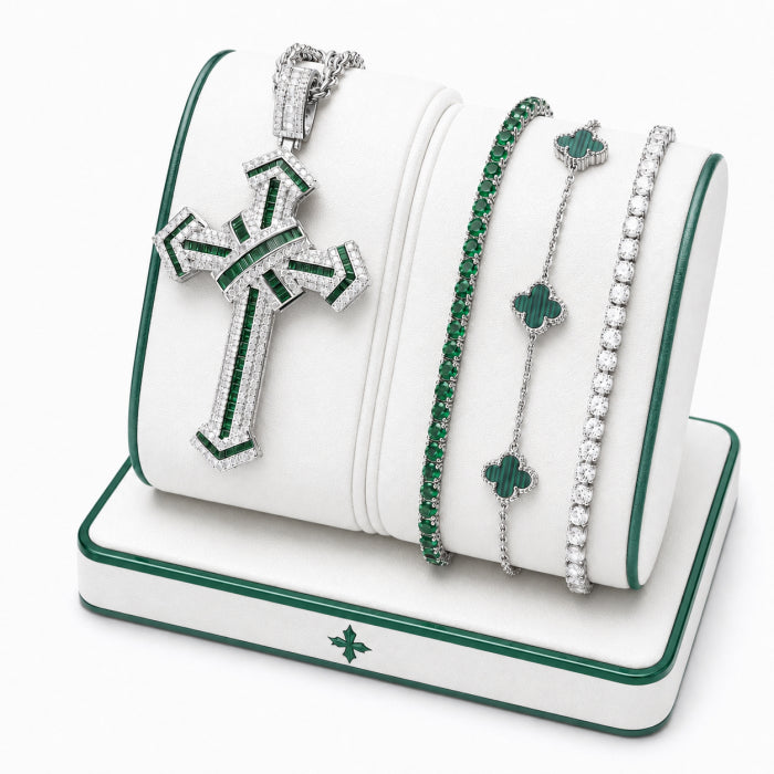 Set Lant-Bratari Blue Tennis Royal Green Diamonds