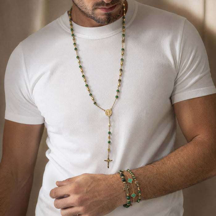 Set Lant-Bratari Rosary Gold-Green Royal