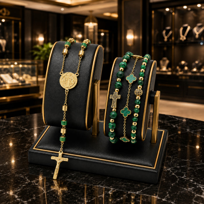 Set Lant-Bratari Rosary Gold-Green Royal