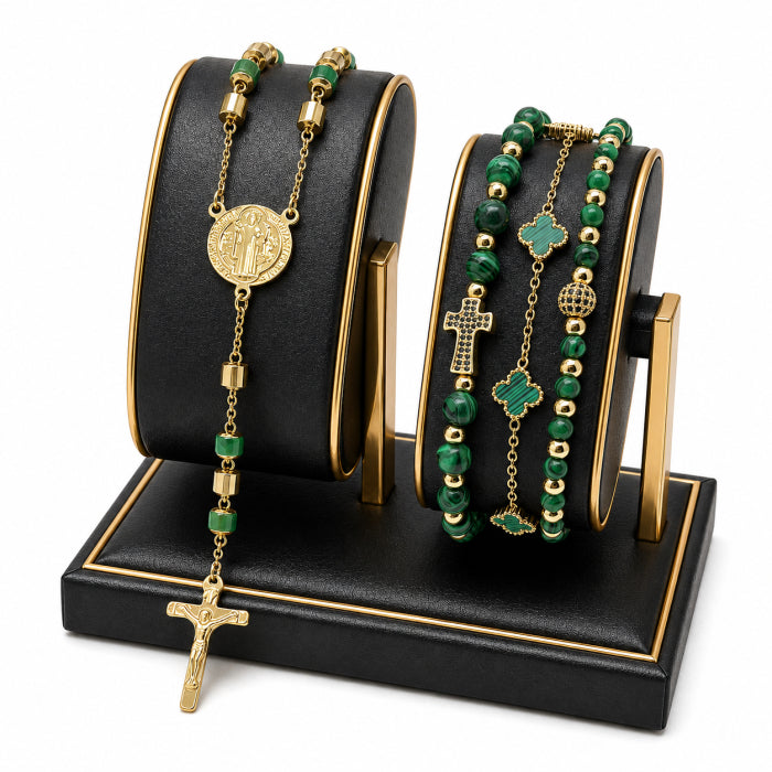 Set Lant-Bratari Rosary Gold-Green Royal