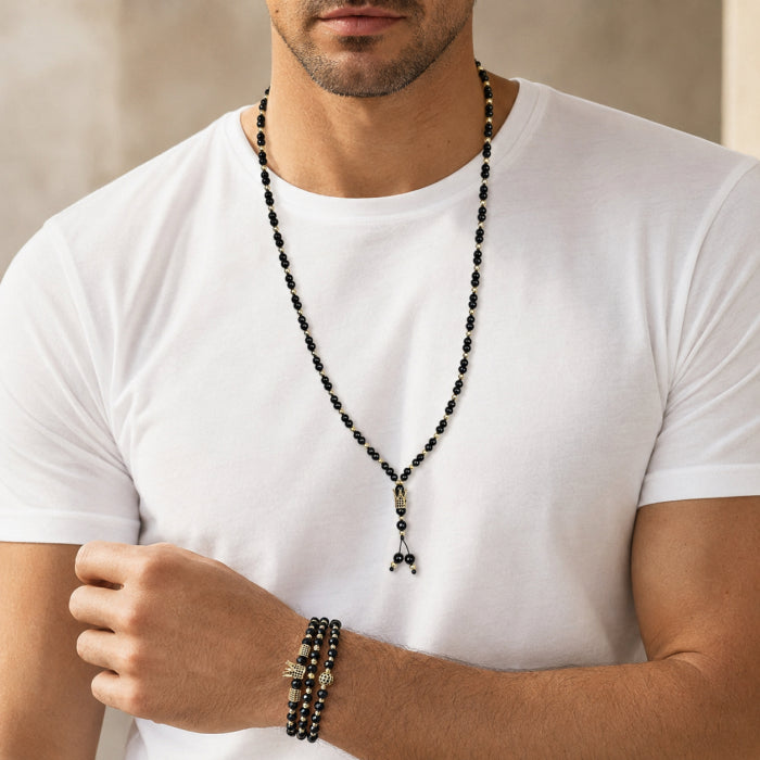Set Lant-Bratari Rosary GoldBlack Crown