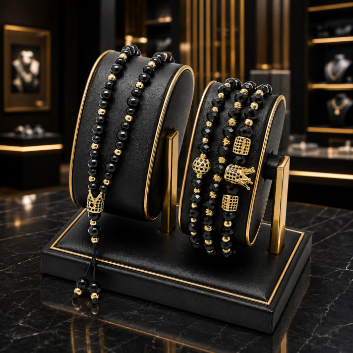 Set Lant-Bratari Rosary GoldBlack Crown