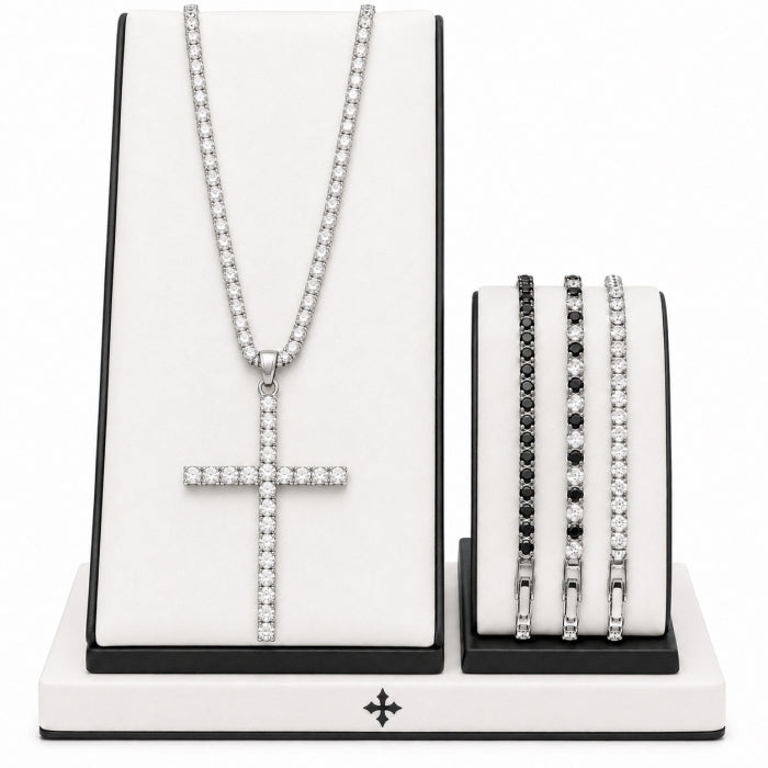 Set Lant-Bratari White Tennis Diamonds